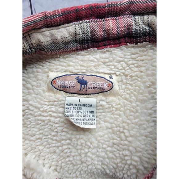 Vintage Moose Creek Jacket Mens Large Red Plaid Flanned Lined Shacket Hiking - Picture 3 of 9